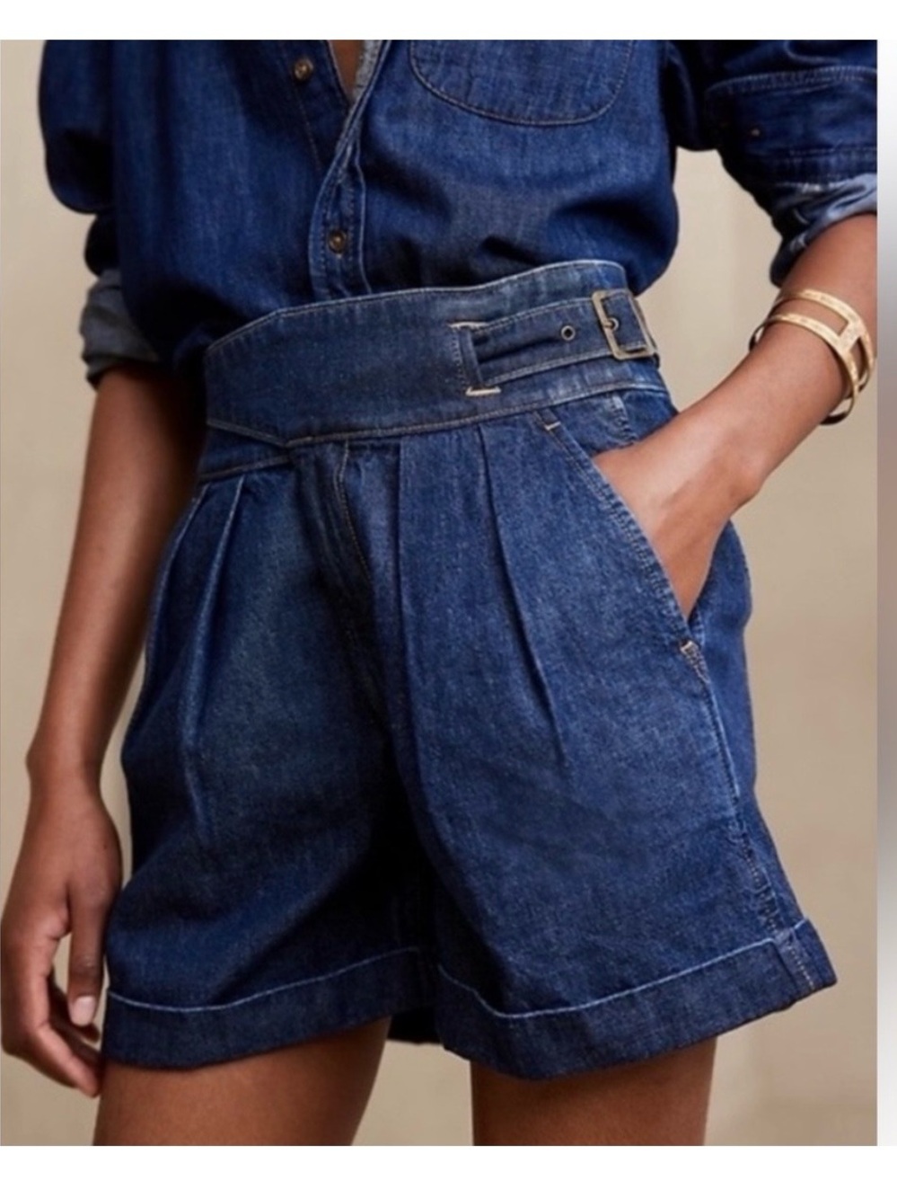 banana republic denim explorer shorts in dark indigo